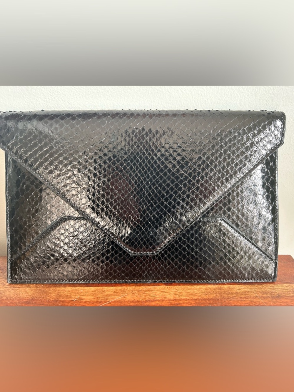 Black Textured Envelope Clutch - Unbranded